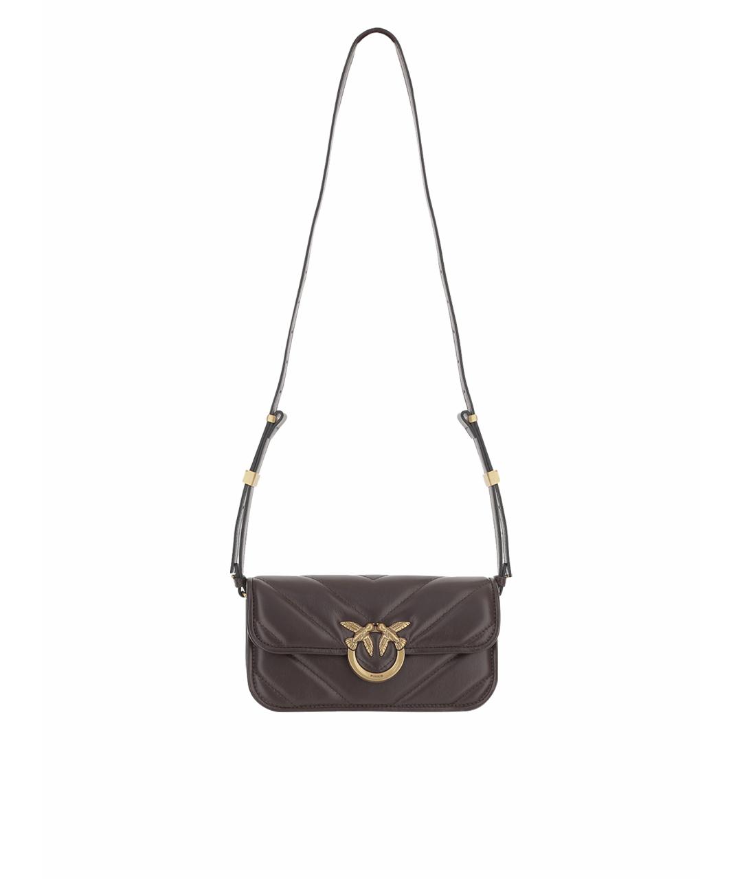 PINKO Коричневая кожаная сумка через плечо, фото 1