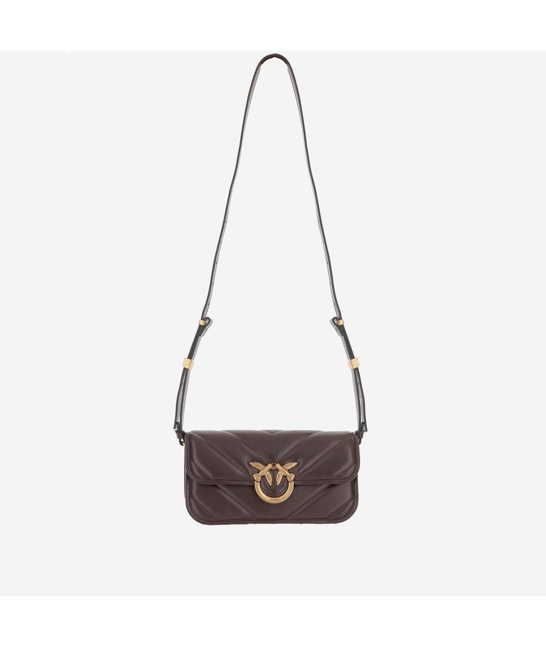 PINKO Коричневая кожаная сумка через плечо, фото 5