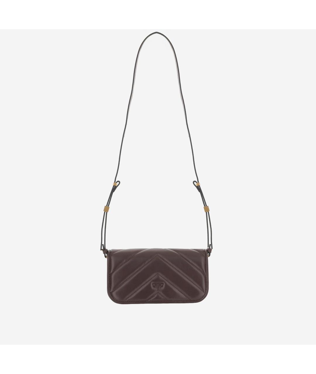 PINKO Коричневая кожаная сумка через плечо, фото 3