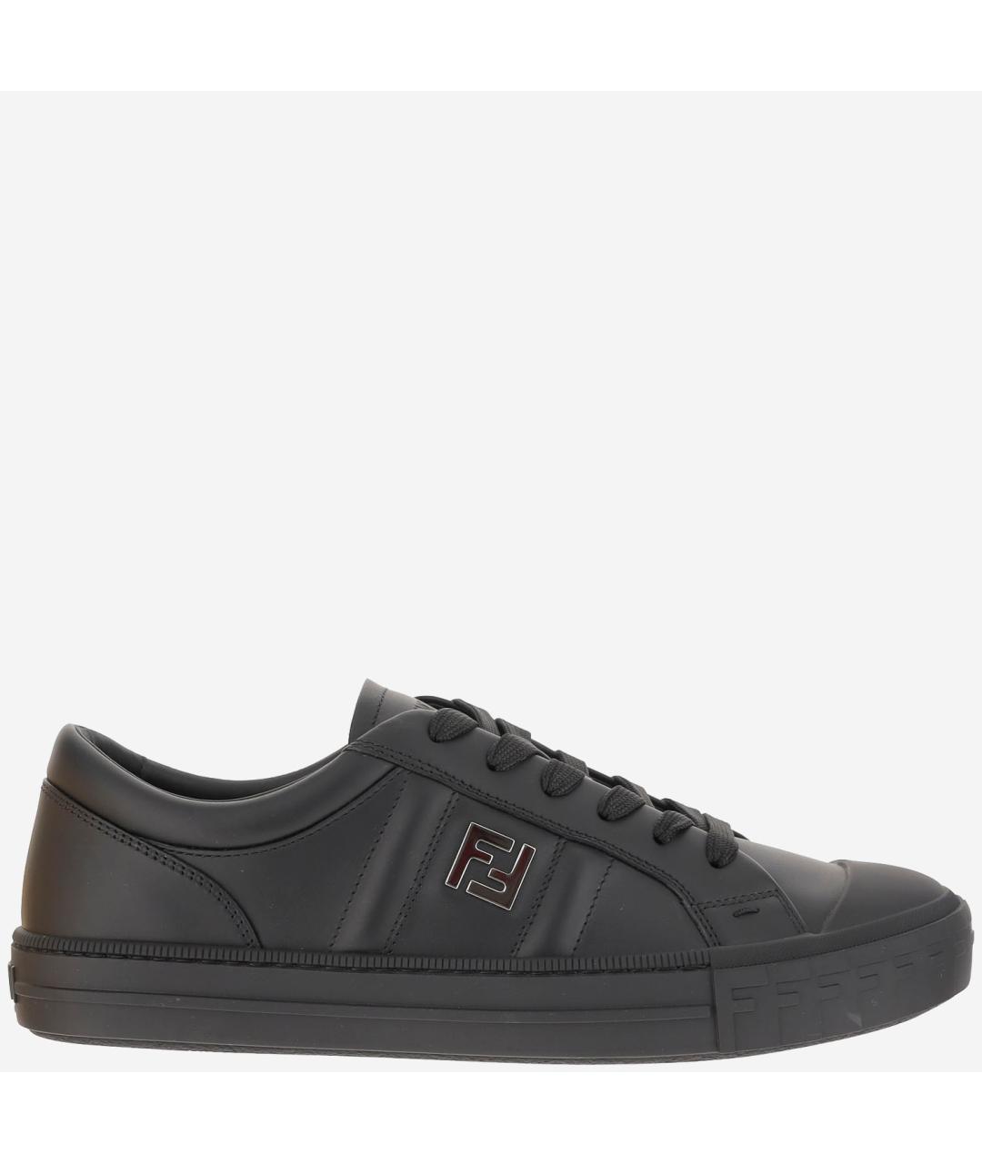 FENDI Черные кожаные низкие кроссовки / кеды, фото 6