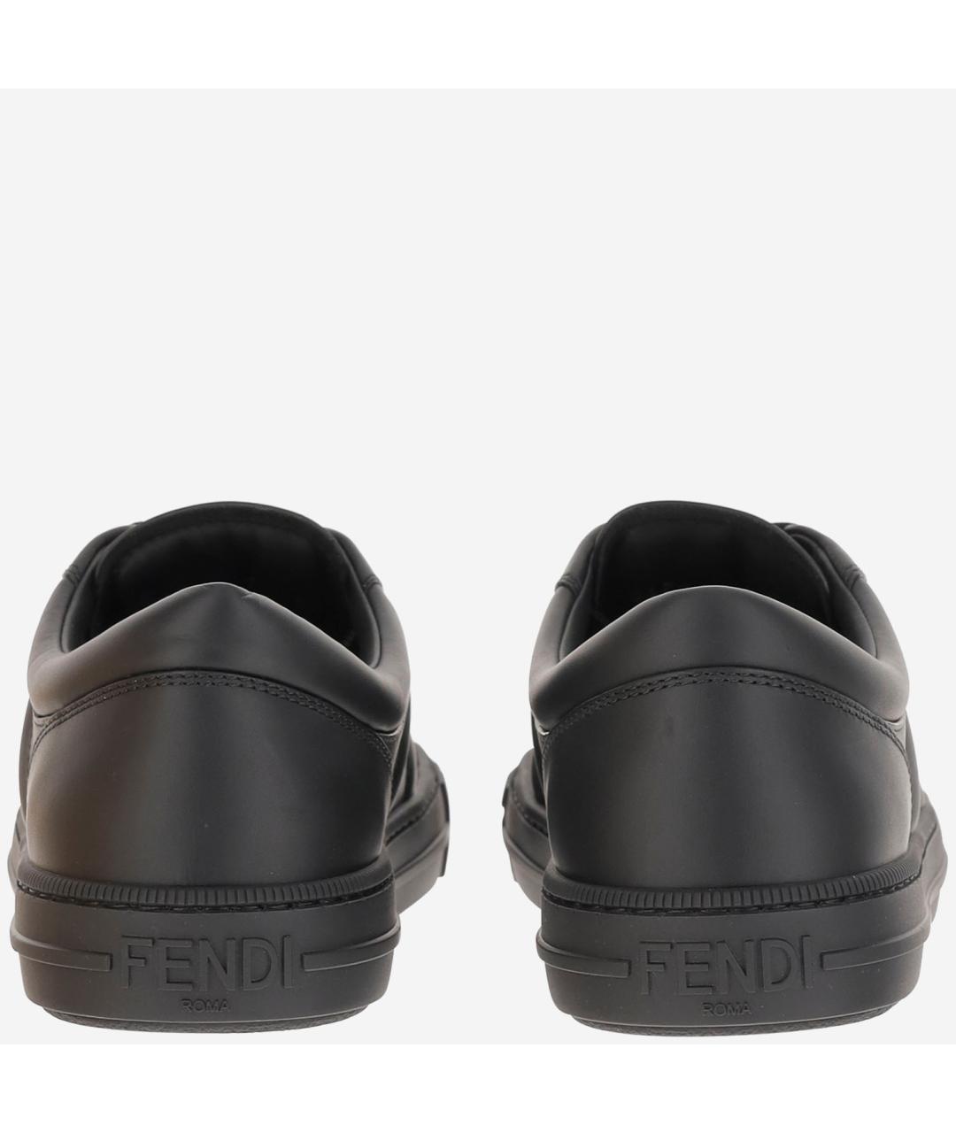 FENDI Черные кожаные низкие кроссовки / кеды, фото 4