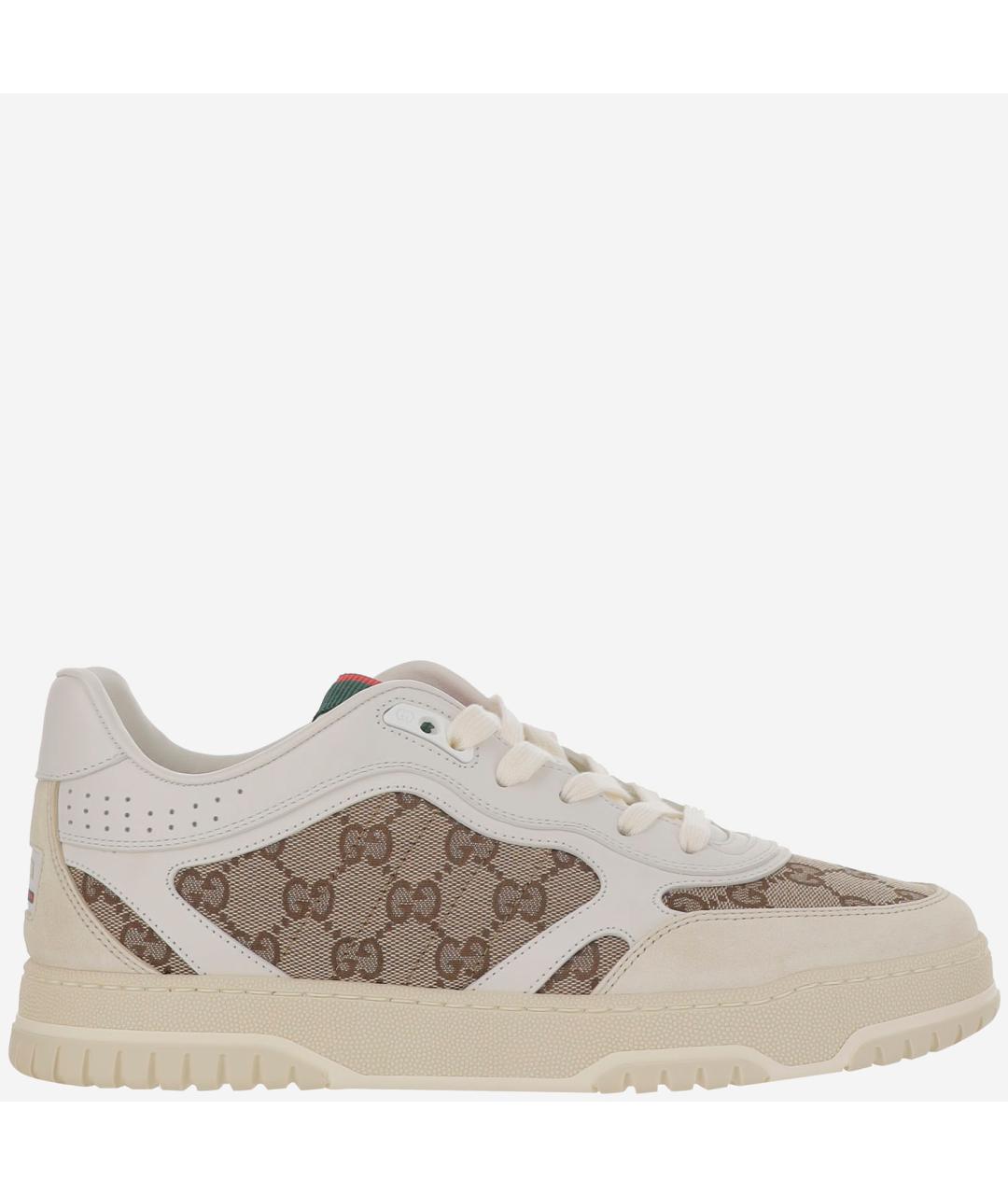 GUCCI Бежевые кожаные низкие кроссовки / кеды, фото 6