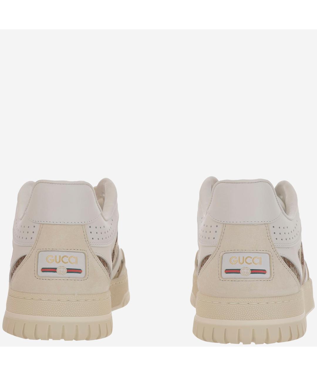 GUCCI Бежевые кожаные низкие кроссовки / кеды, фото 4