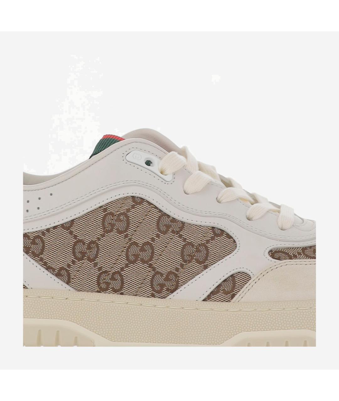 GUCCI Бежевые кожаные низкие кроссовки / кеды, фото 5