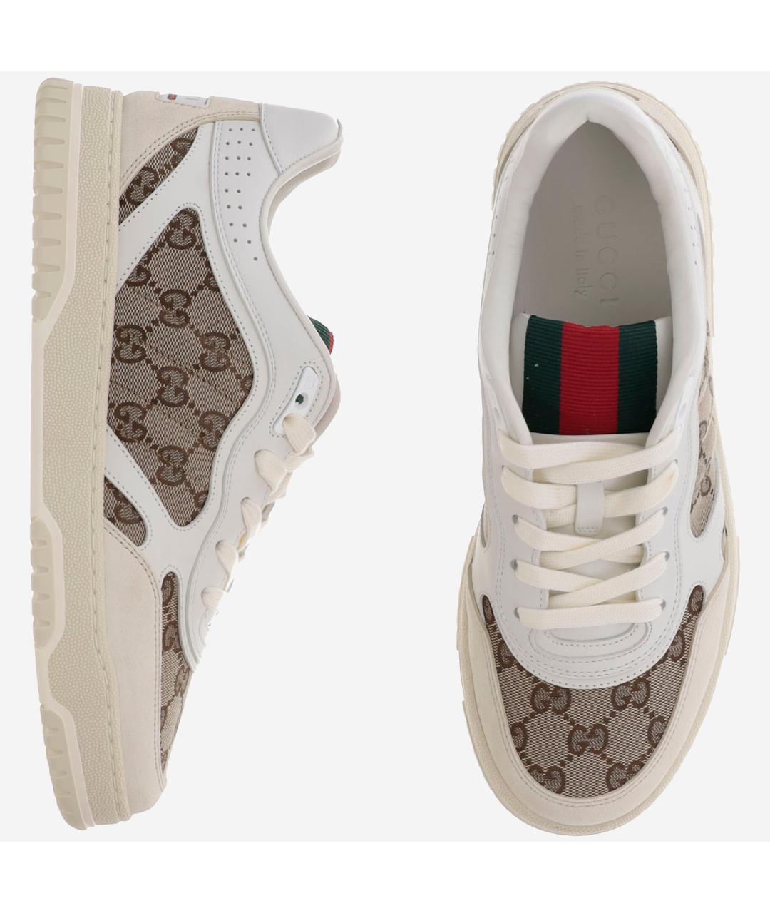 GUCCI Бежевые кожаные низкие кроссовки / кеды, фото 2