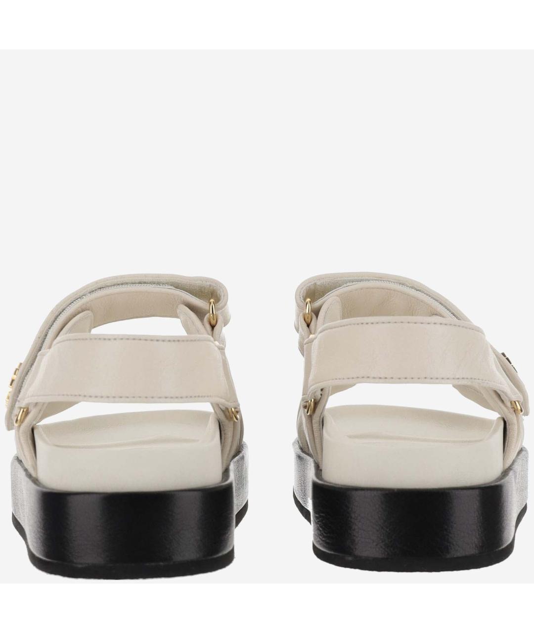 TORY BURCH Белые кожаные босоножки, фото 4