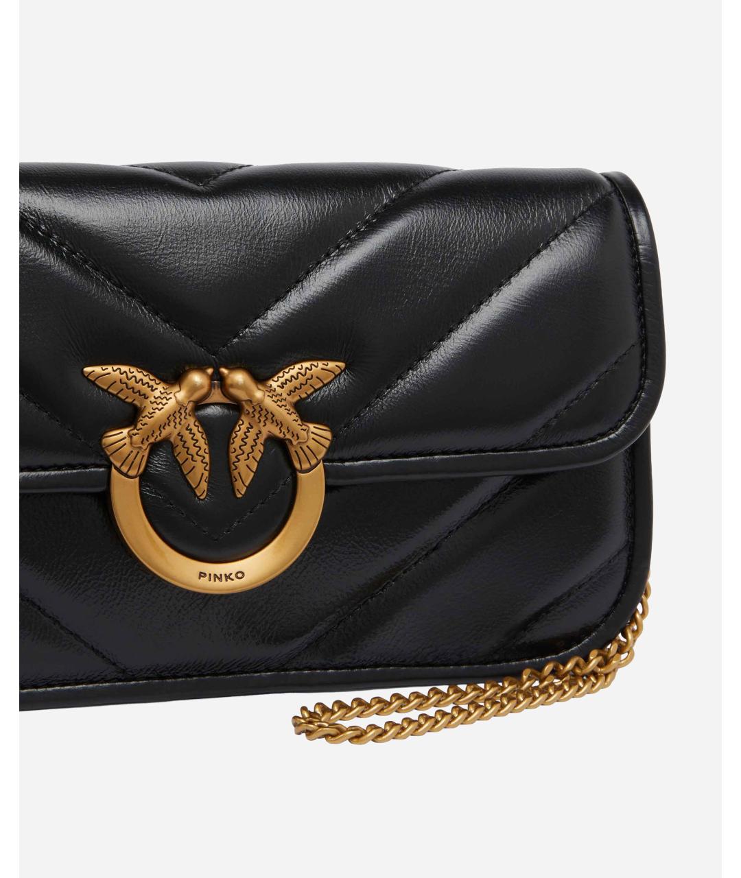 PINKO Черная кожаная сумка через плечо, фото 3