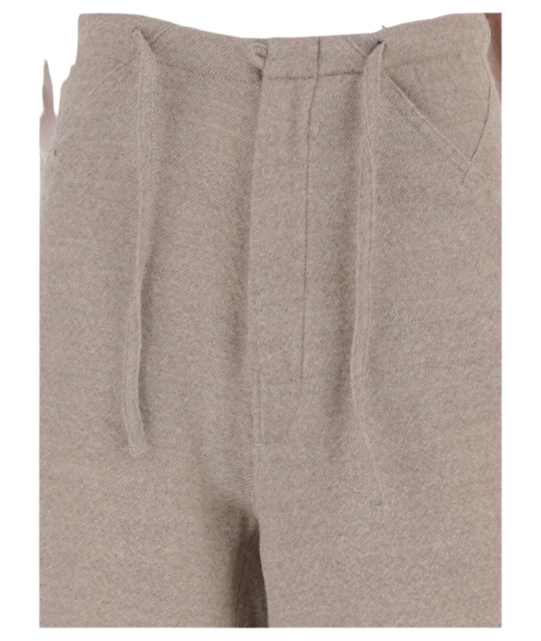 DARKPARK Бежевые шерстяные прямые брюки, фото 3