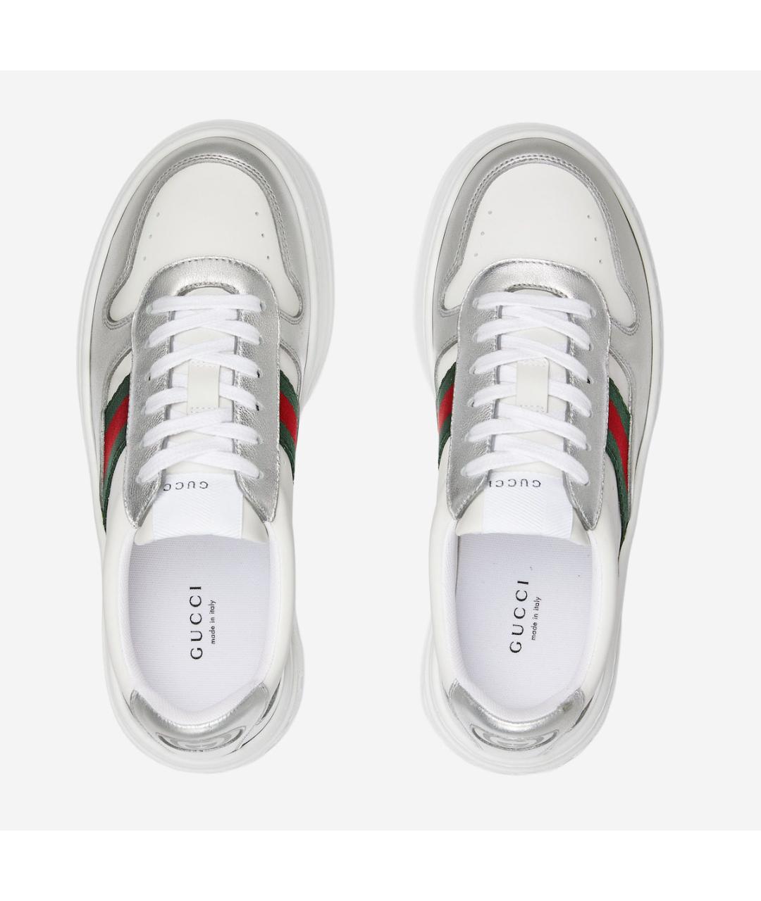 GUCCI Белые кожаные кеды, фото 4