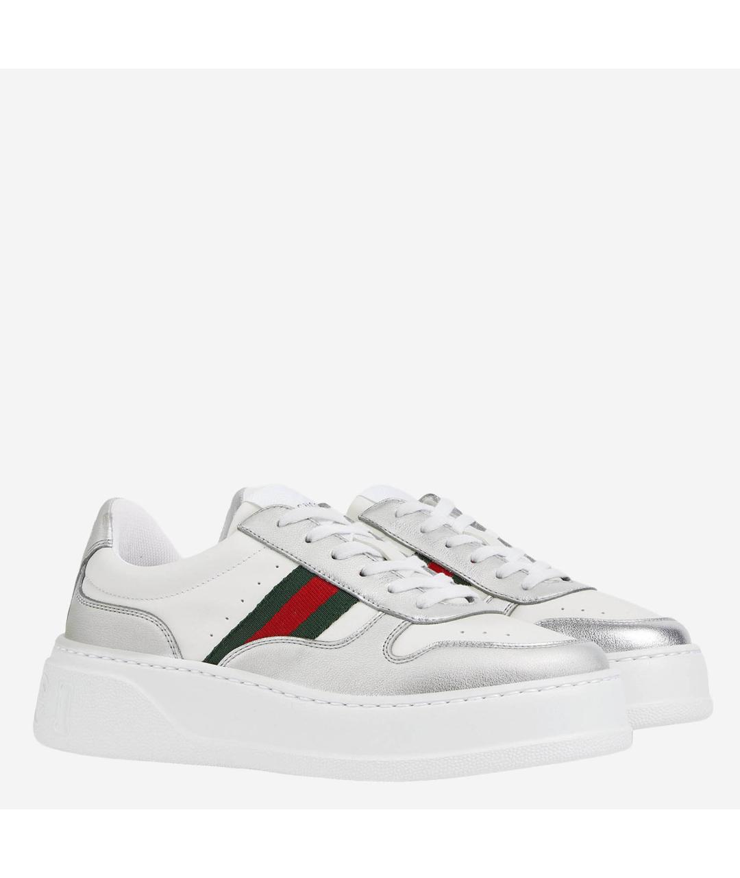 GUCCI Белые кожаные кеды, фото 2