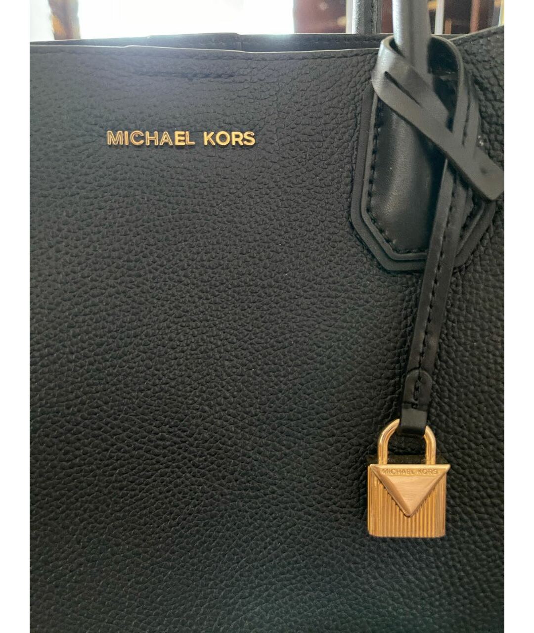 MICHAEL KORS Черная кожаная сумка тоут, фото 5