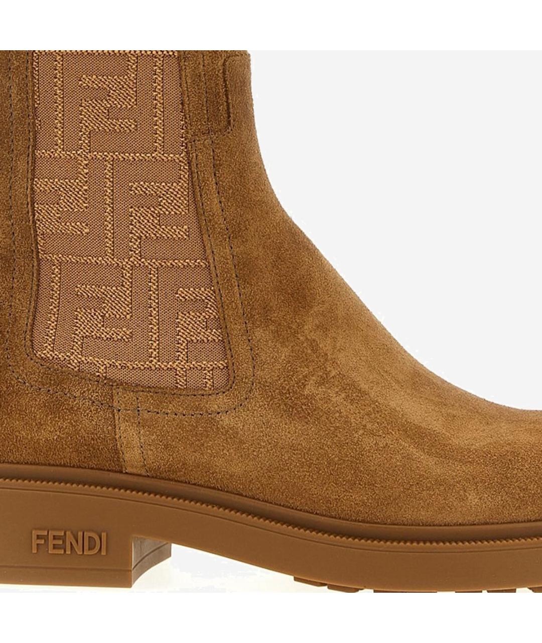 FENDI Бежевые замшевые ботинки, фото 5