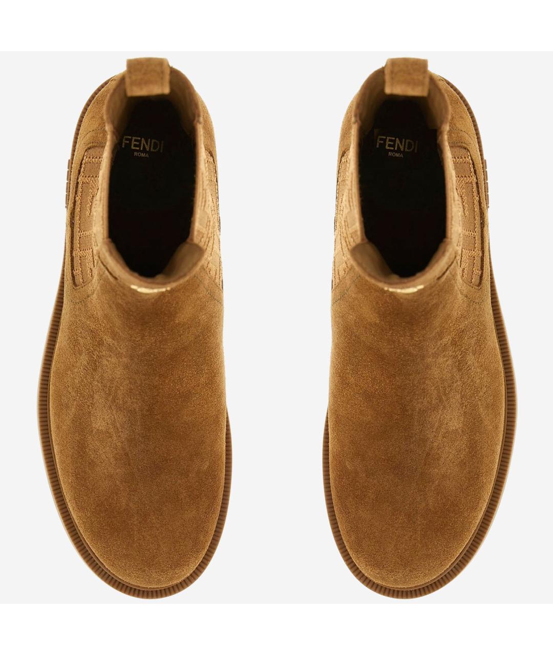 FENDI Бежевые замшевые ботинки, фото 2