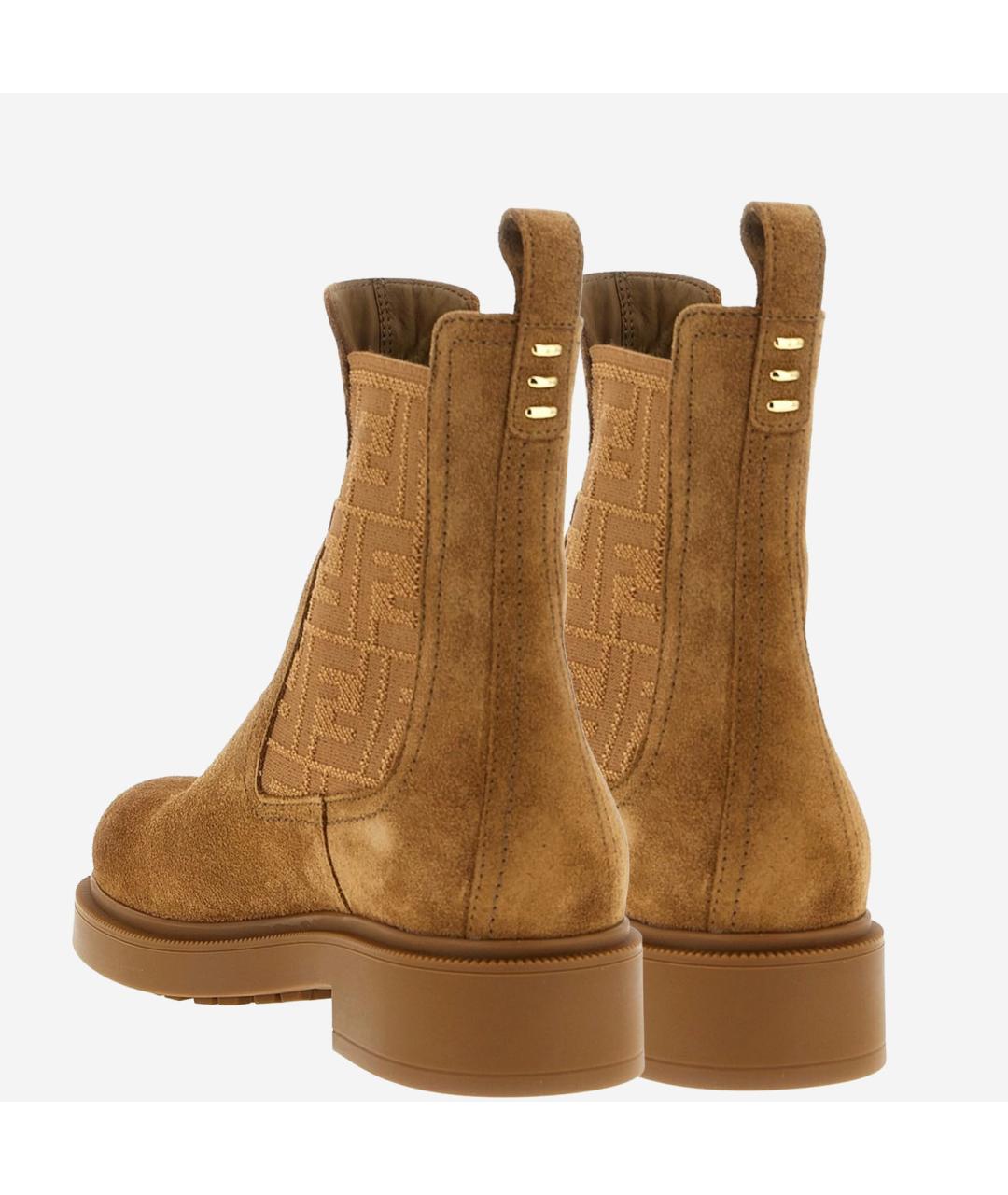FENDI Бежевые замшевые ботинки, фото 4