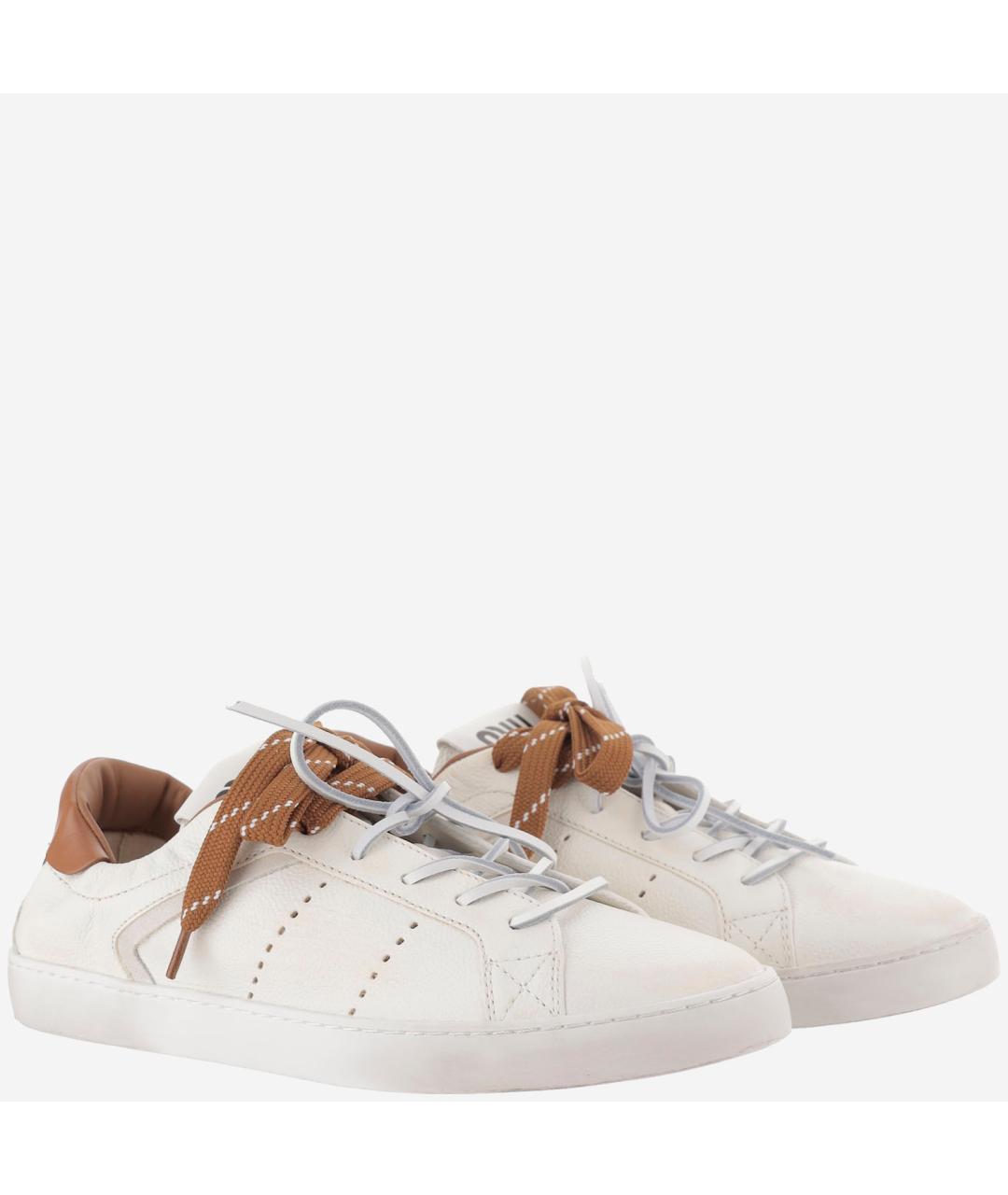 MIU MIU Белые кожаные кеды, фото 3