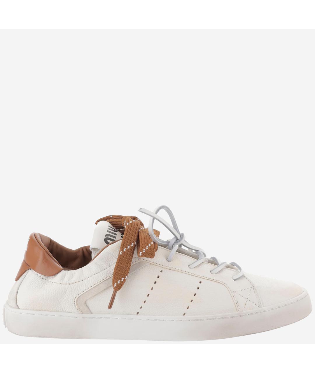 MIU MIU Белые кожаные кеды, фото 6