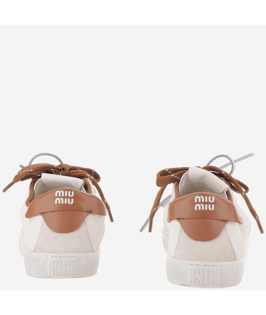 MIU MIU Белые кожаные кеды, фото 4