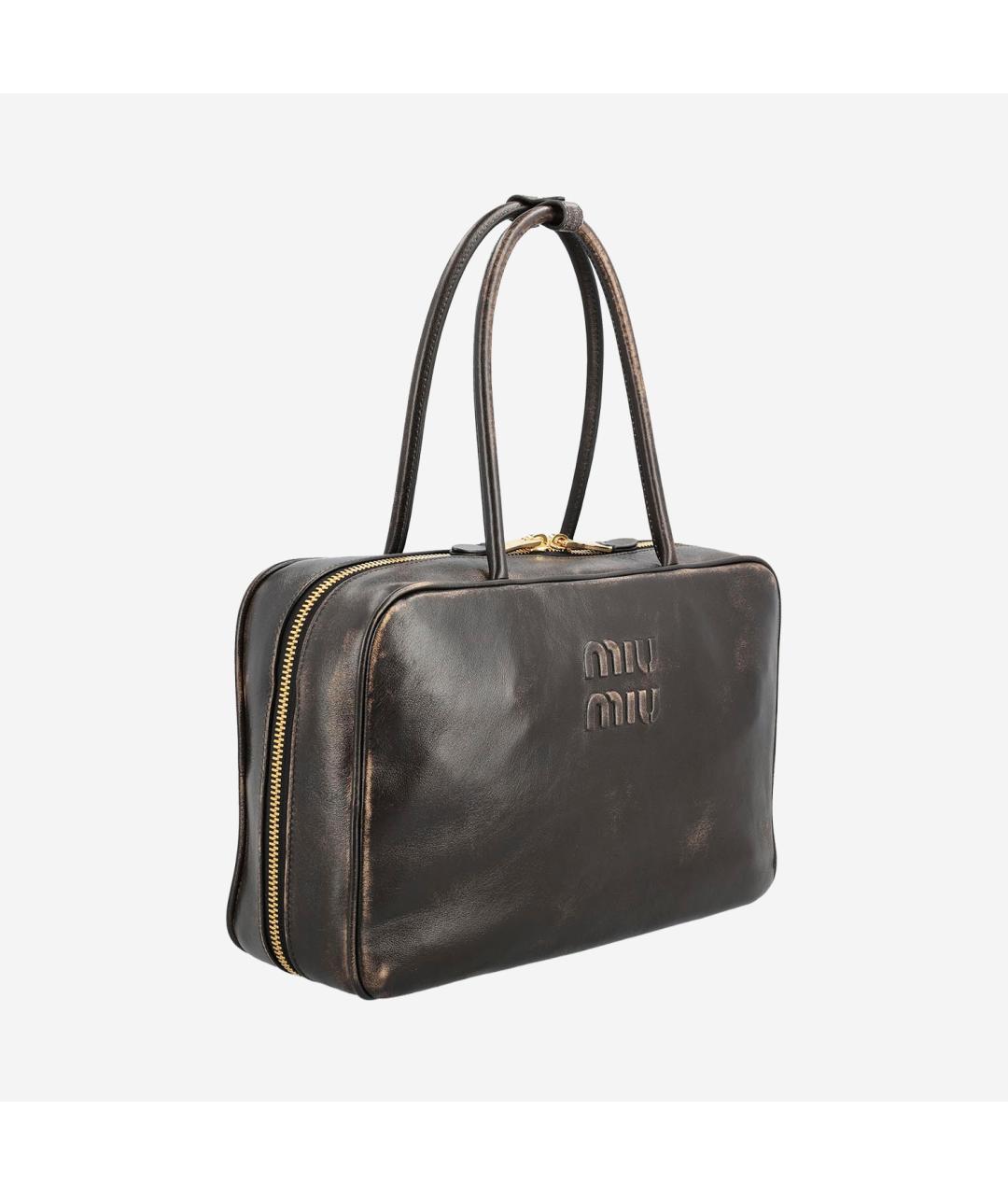 MIU MIU Коричневая кожаная сумка с короткими ручками, фото 2