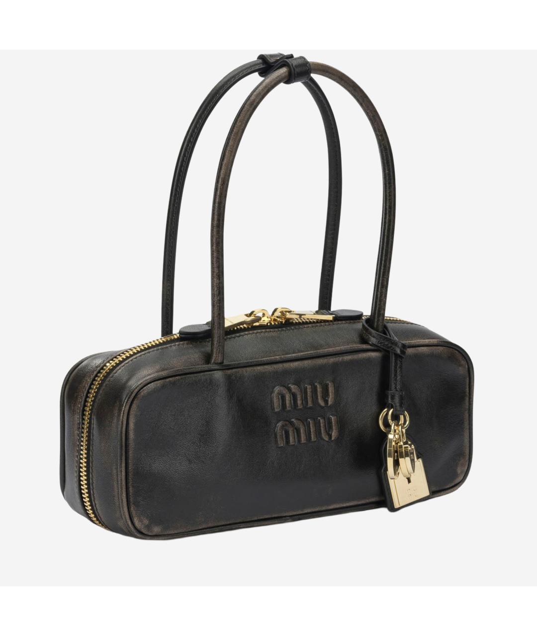 MIU MIU Коричневая кожаная сумка с короткими ручками, фото 2