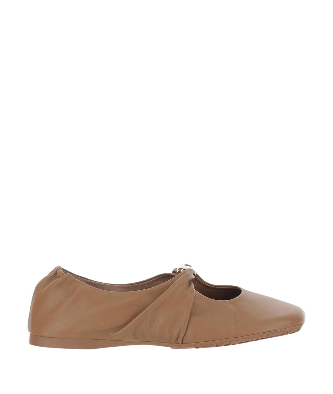 LOEWE Бежевые кожаные балетки, фото 1