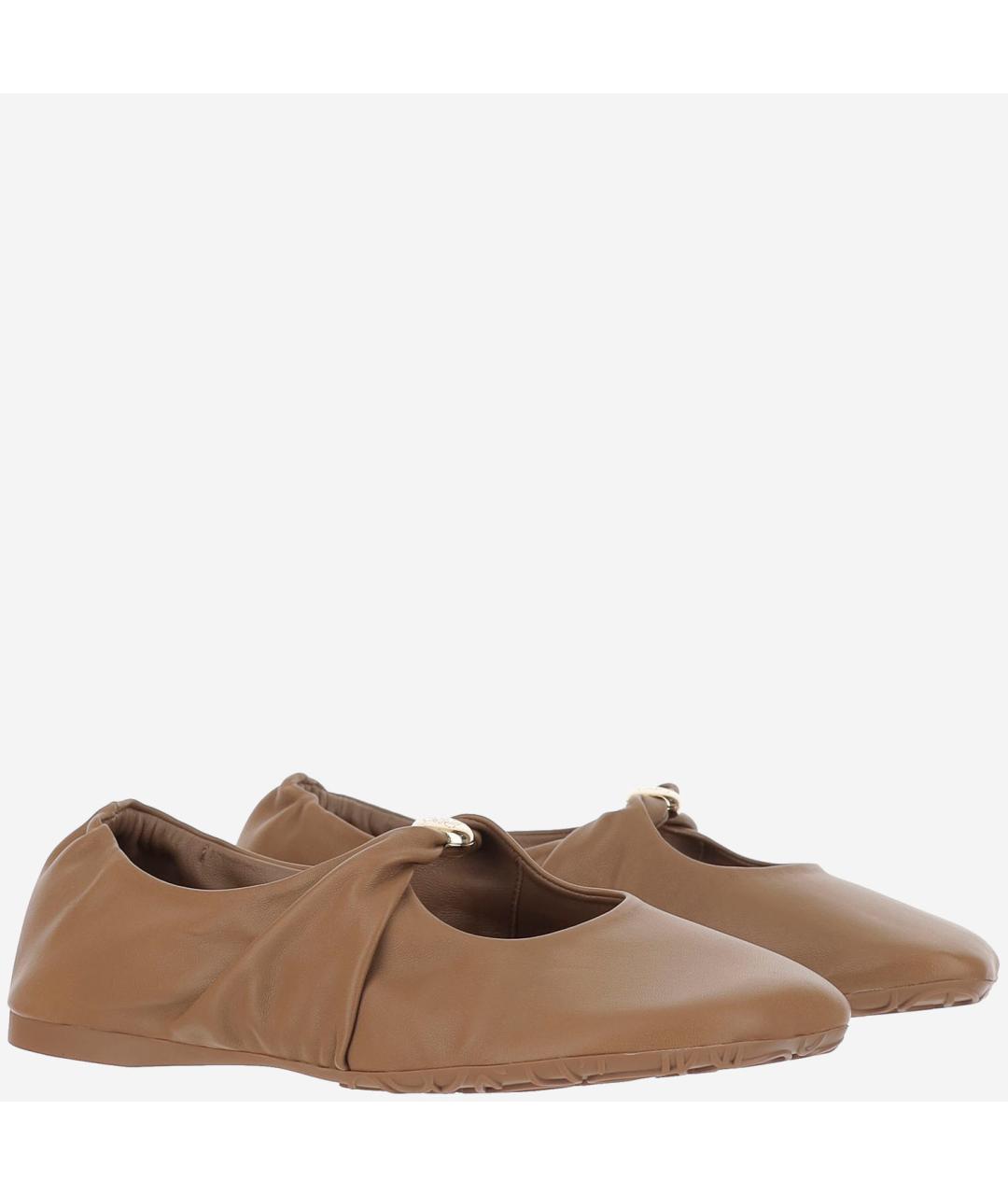 LOEWE Бежевые кожаные балетки, фото 3