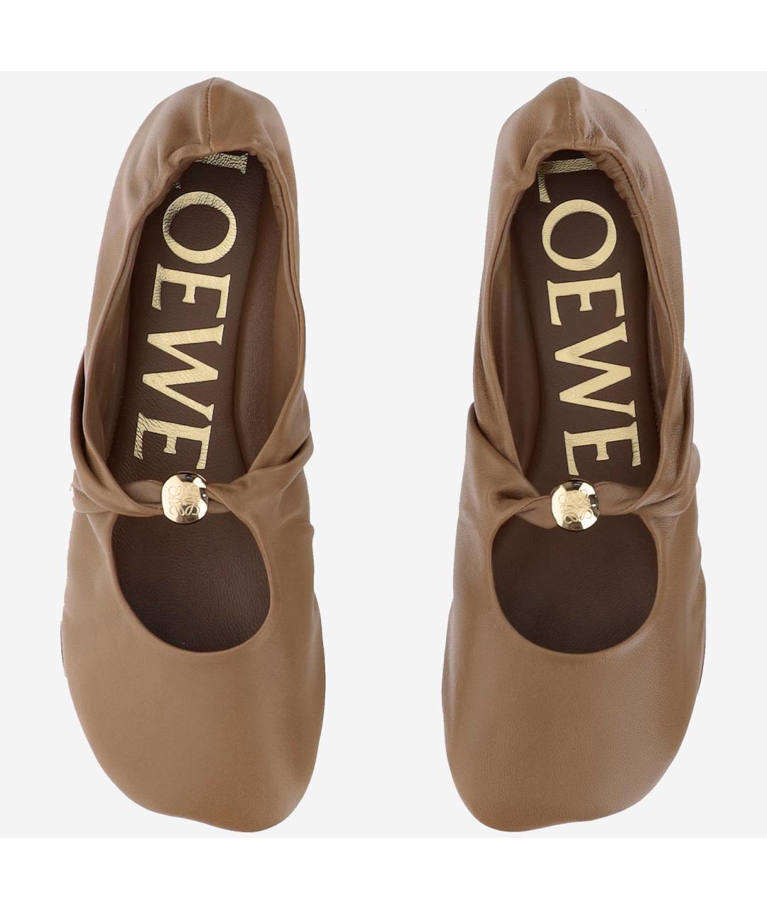 LOEWE Бежевые кожаные балетки, фото 2