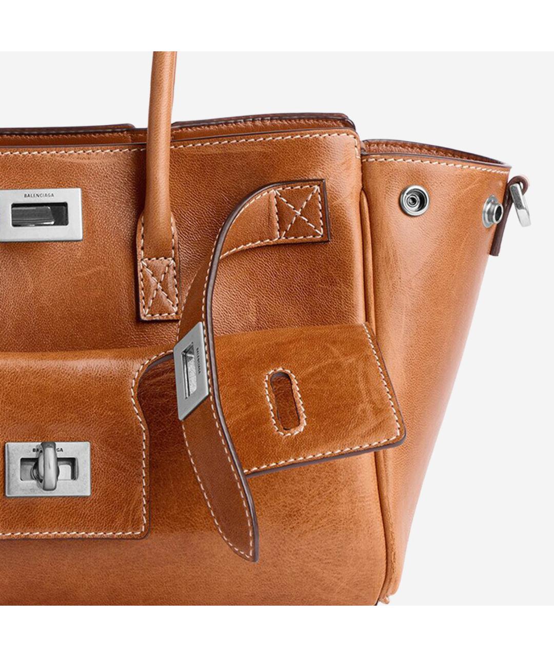 BALENCIAGA Коричневая бархатная сумка тоут, фото 5