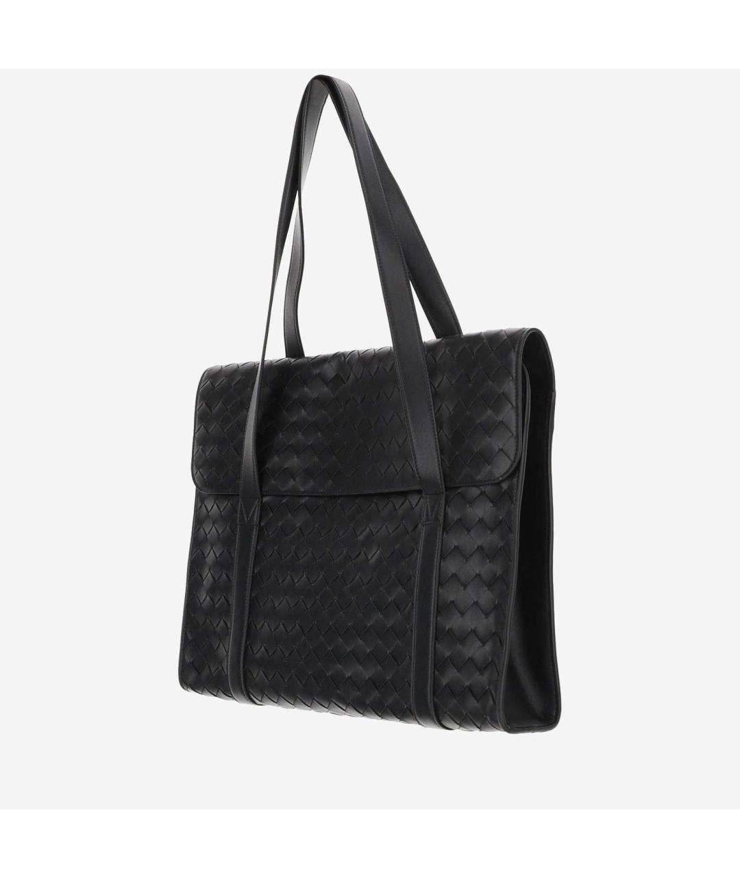 BOTTEGA VENETA Черная кожаная сумка тоут, фото 2