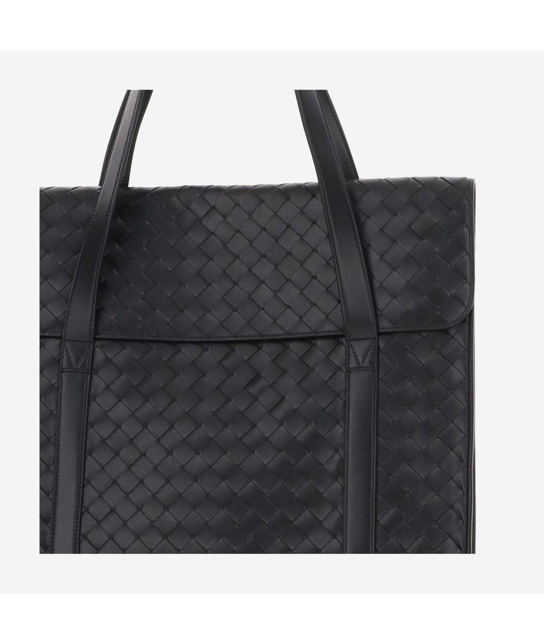 BOTTEGA VENETA Черная кожаная сумка тоут, фото 4