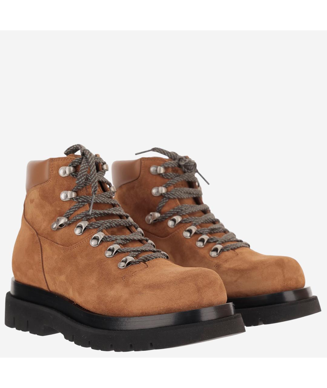 BOTTEGA VENETA Коричневые замшевые высокие ботинки, фото 2