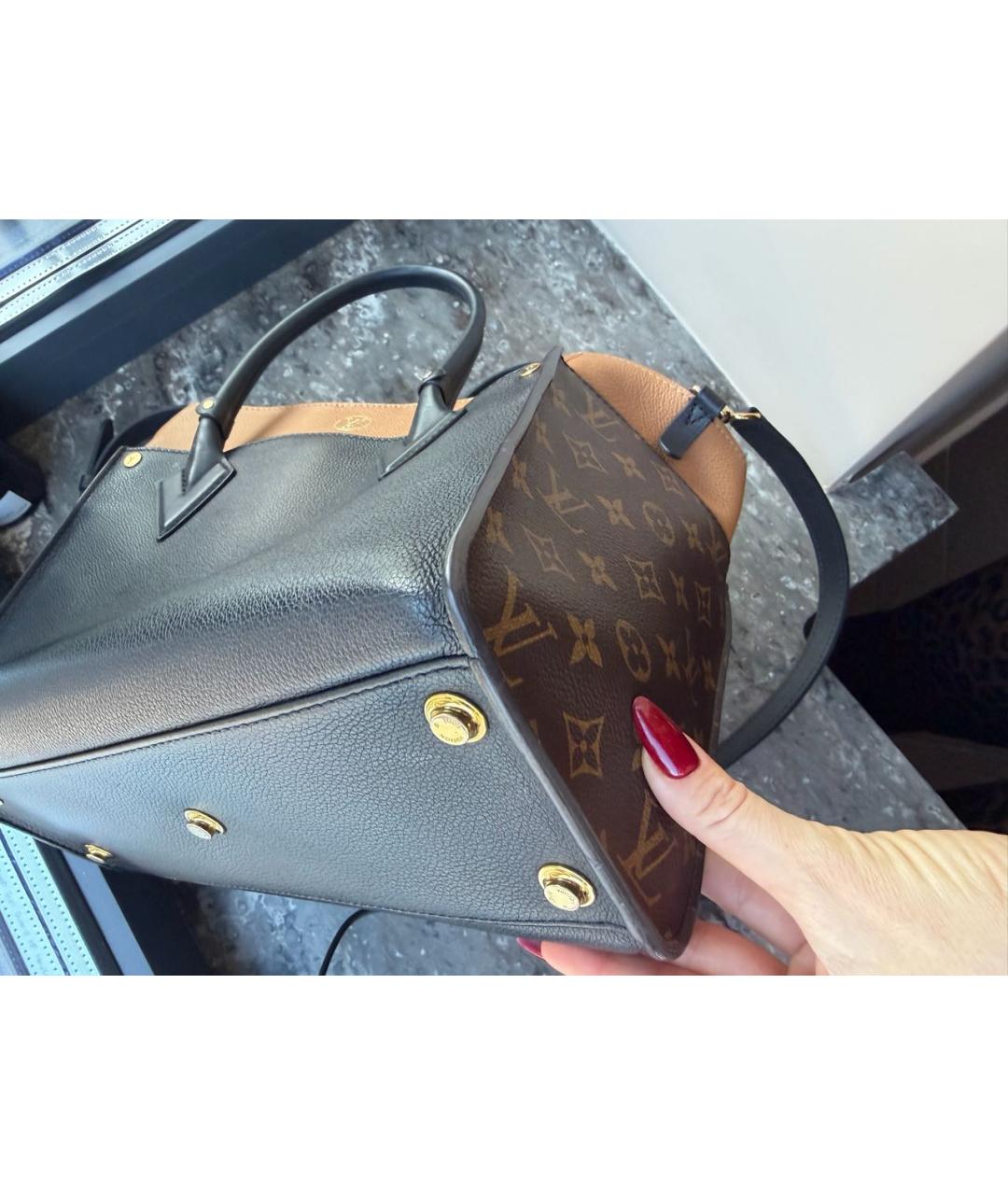 LOUIS VUITTON Черная кожаная сумка с короткими ручками, фото 6