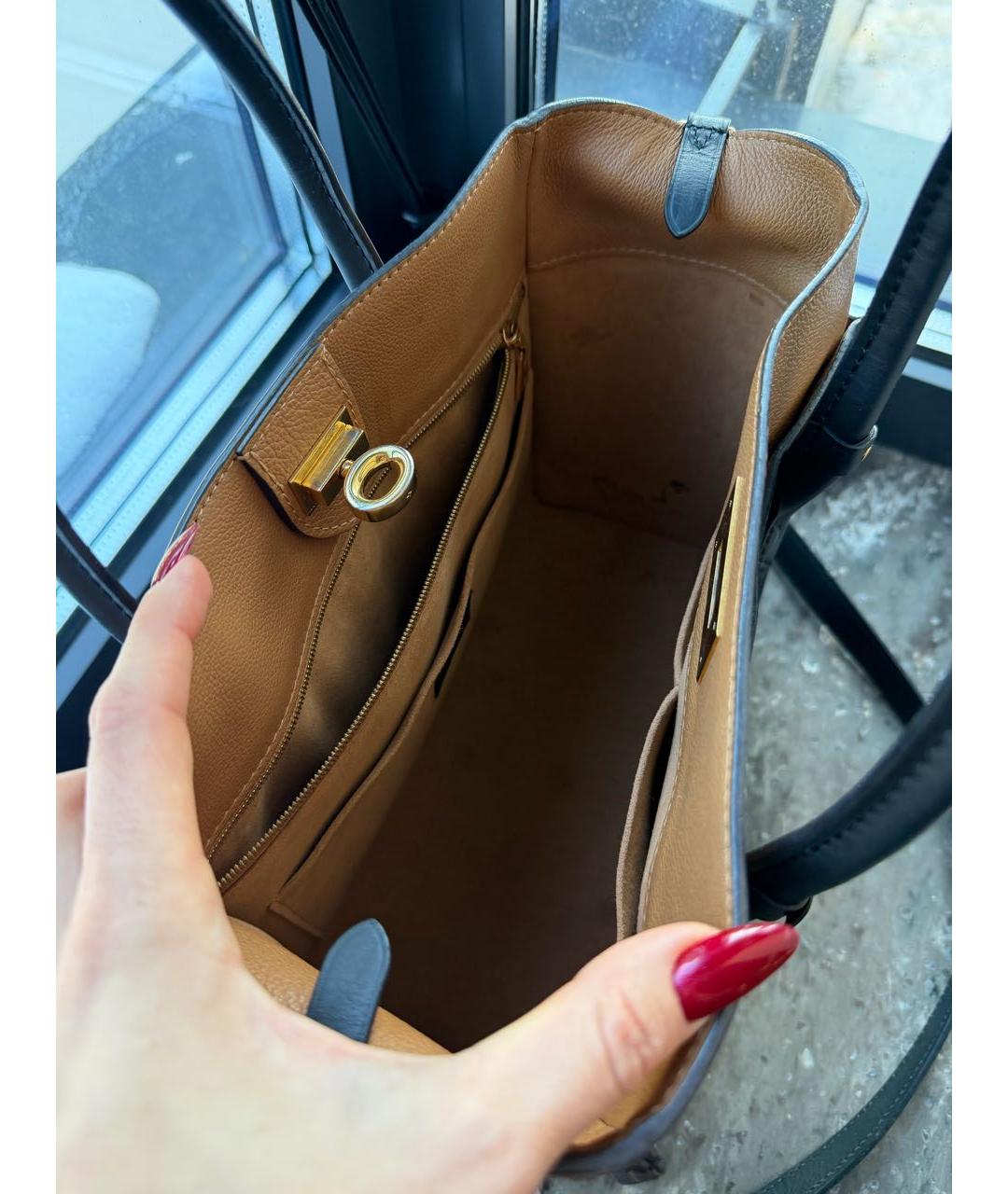 LOUIS VUITTON Черная кожаная сумка с короткими ручками, фото 7