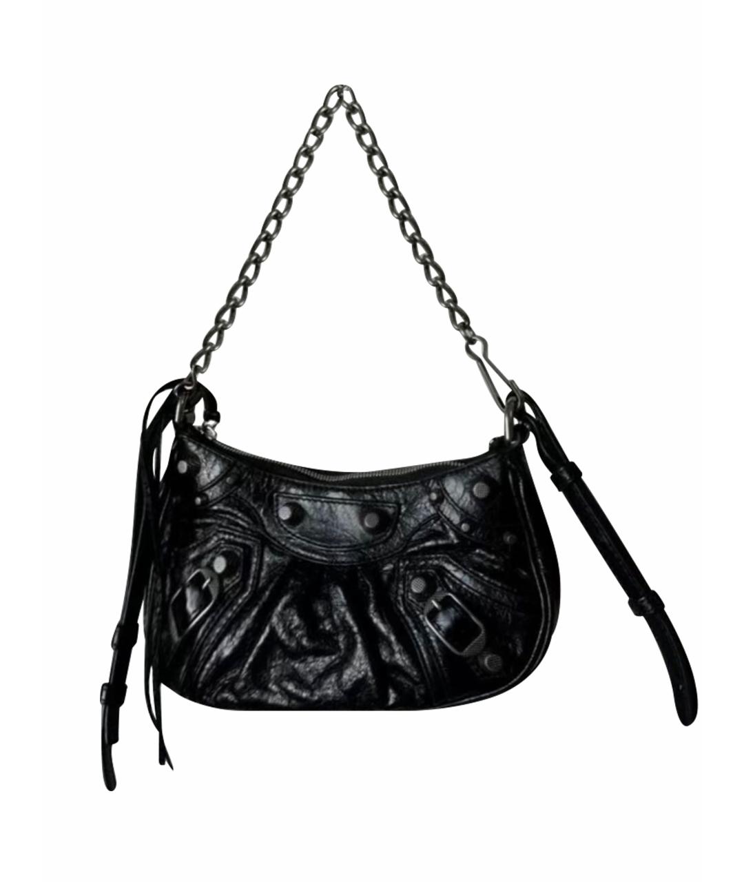 BALENCIAGA Черная кожаная сумка через плечо, фото 1