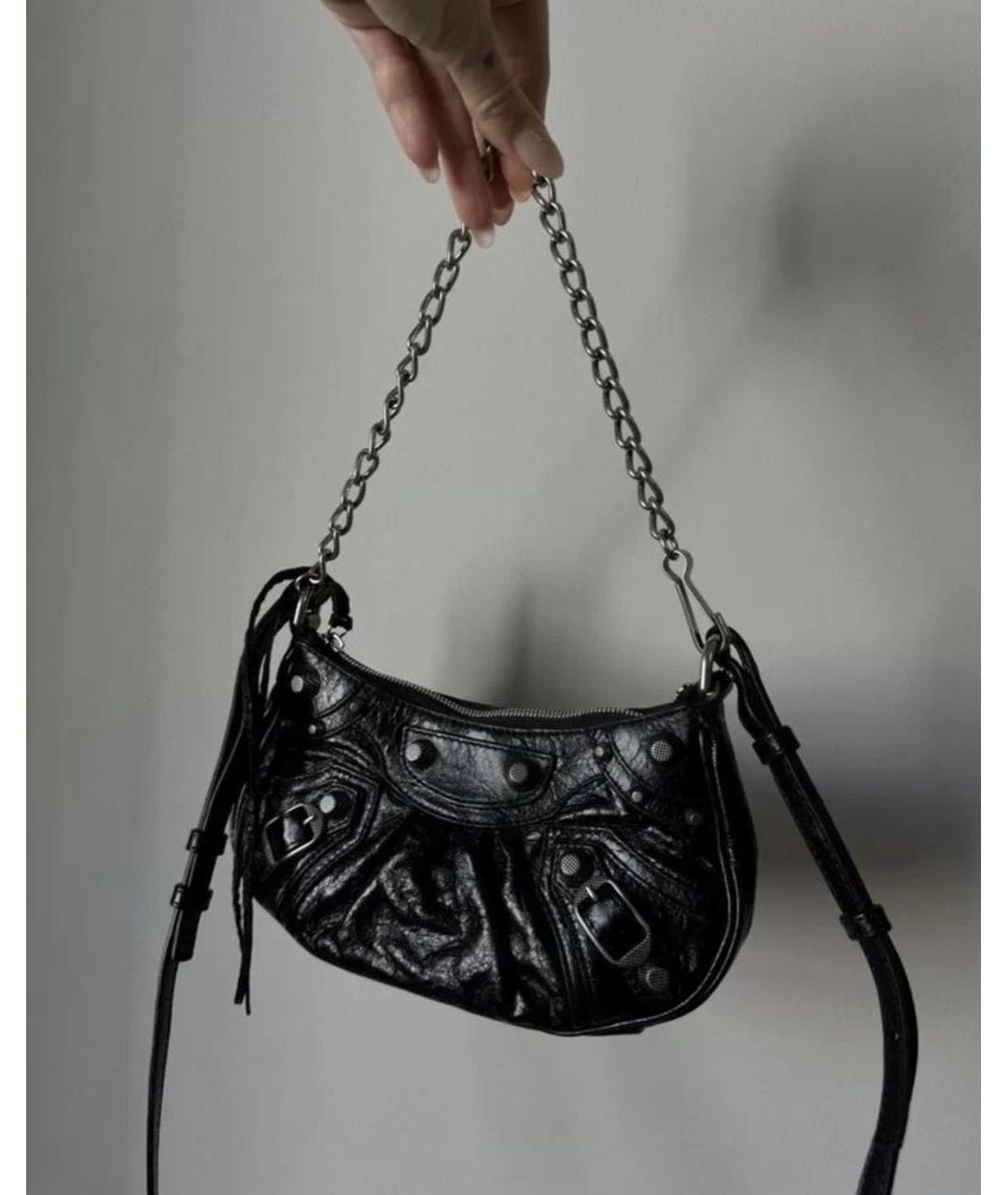 BALENCIAGA Черная кожаная сумка через плечо, фото 9