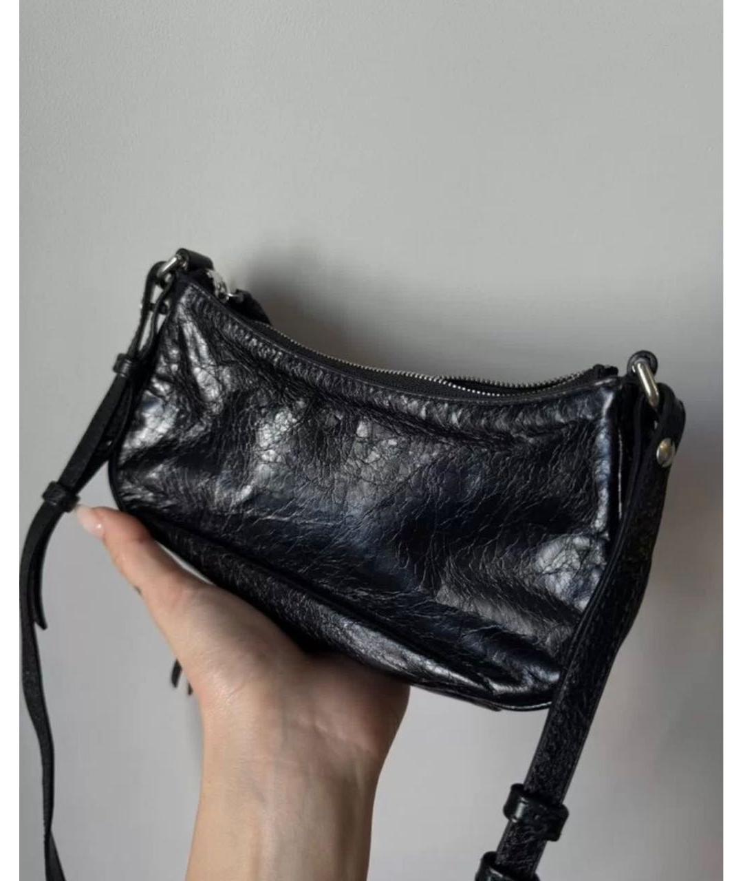 BALENCIAGA Черная кожаная сумка через плечо, фото 3