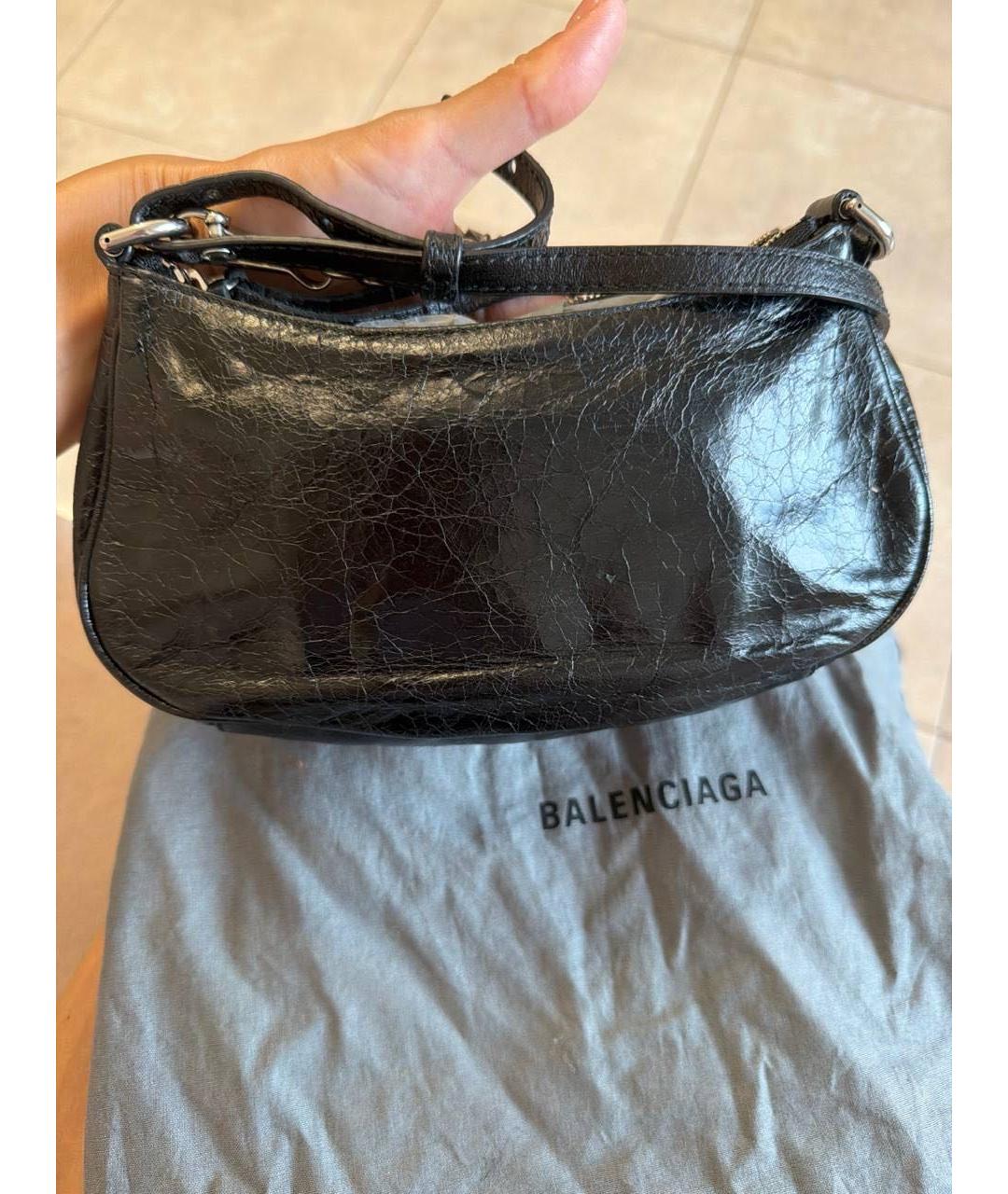 BALENCIAGA Черная кожаная сумка через плечо, фото 5