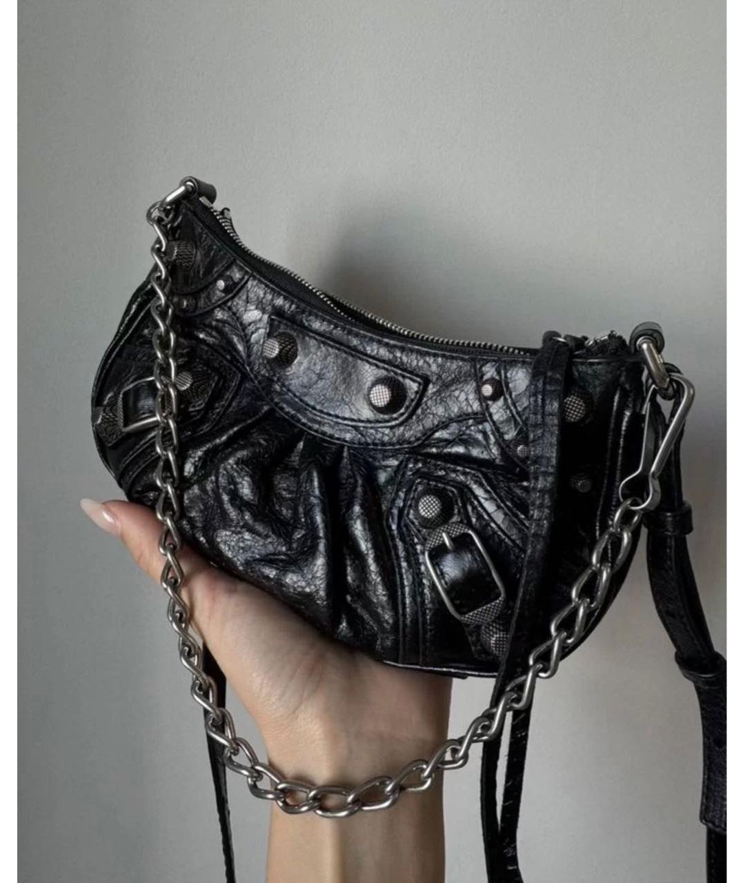 BALENCIAGA Черная кожаная сумка через плечо, фото 2