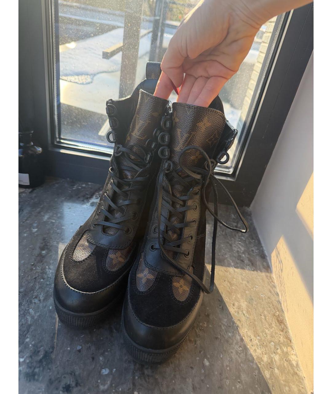 LOUIS VUITTON Черные кожаные ботинки, фото 2