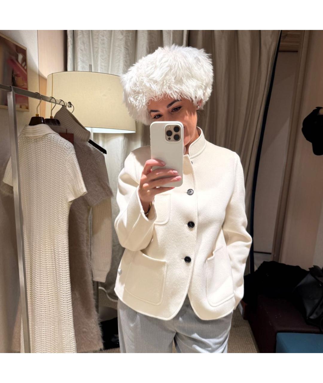 LORO PIANA Белая шерстяная шапка, фото 2