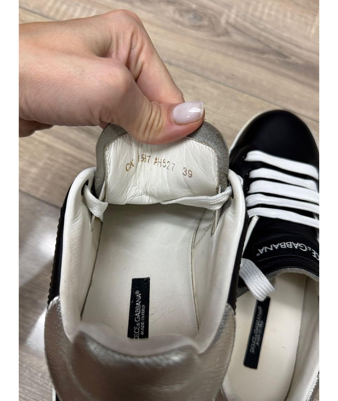 DOLCE&GABBANA Черные кожаные кеды, фото 6