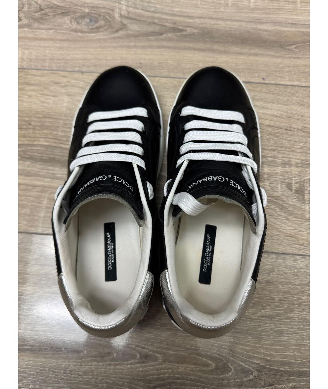 DOLCE&GABBANA Черные кожаные кеды, фото 3