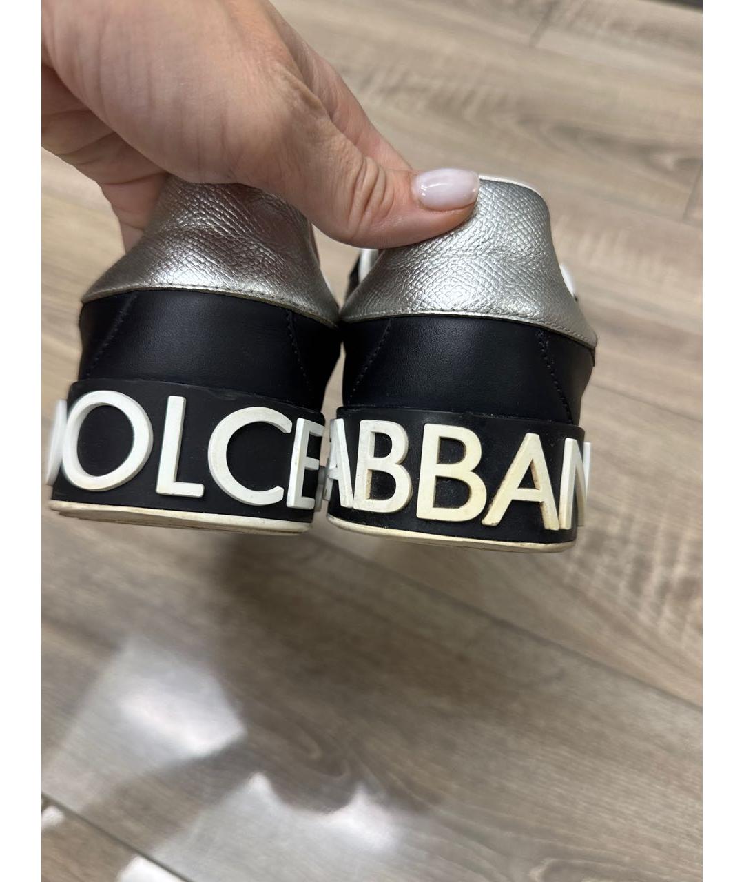 DOLCE&GABBANA Черные кожаные кеды, фото 7