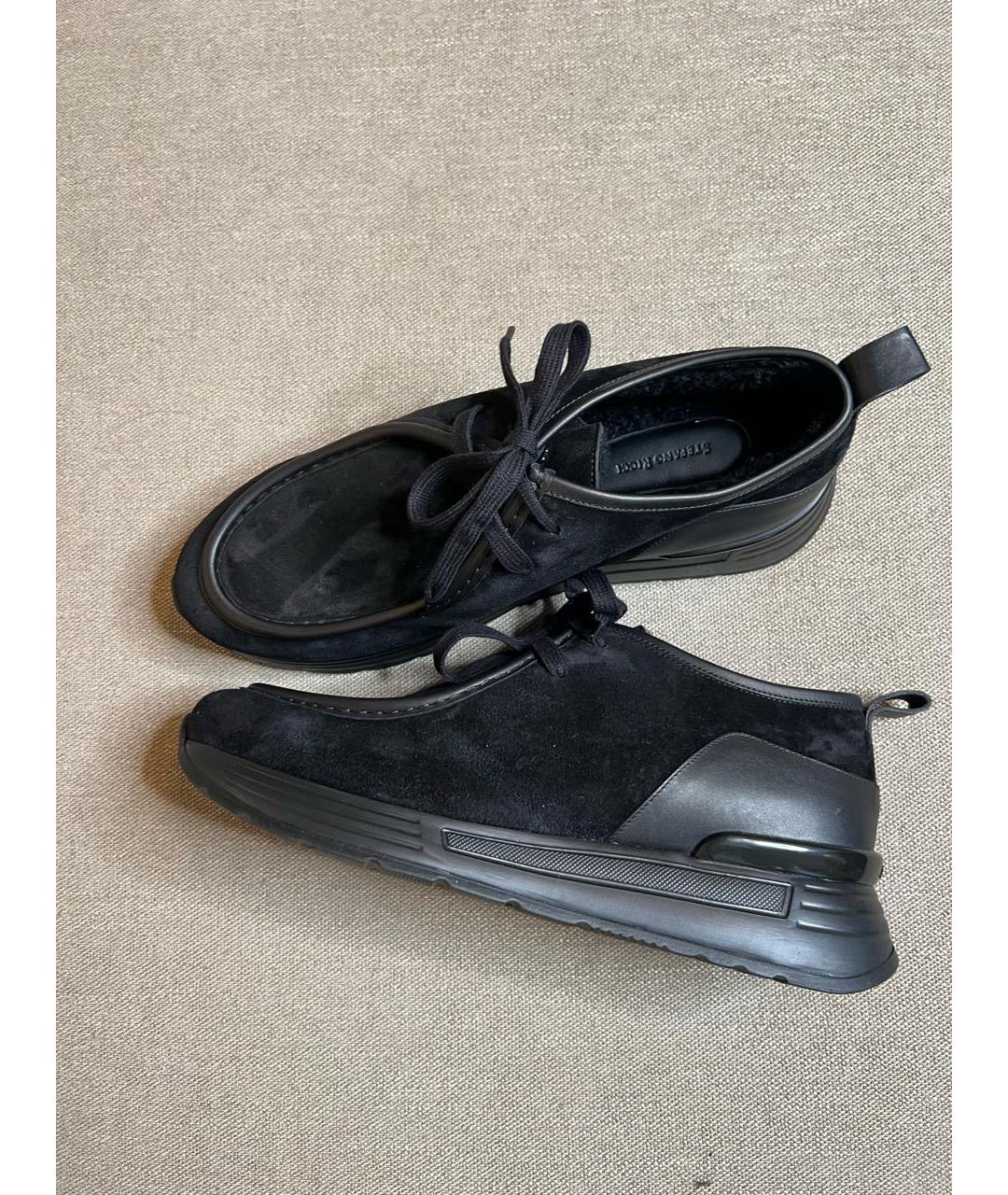 STEFANO RICCI Черные замшевые низкие ботинки, фото 4