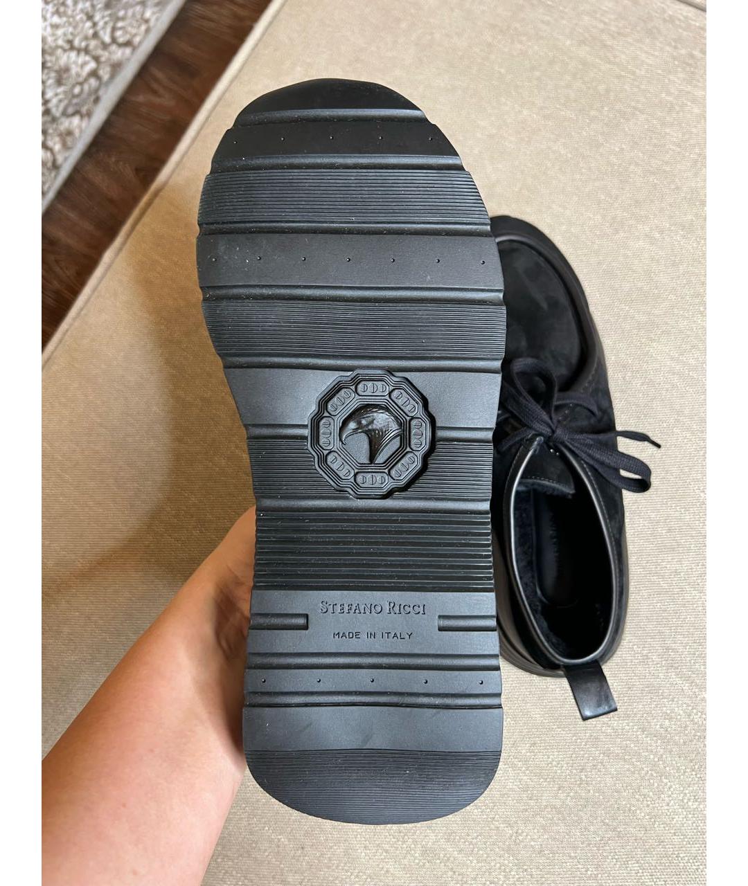 STEFANO RICCI Черные замшевые низкие ботинки, фото 2