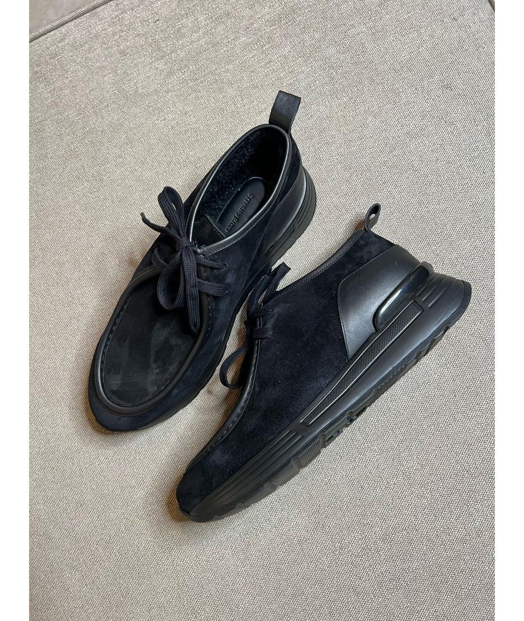STEFANO RICCI Черные замшевые низкие ботинки, фото 7