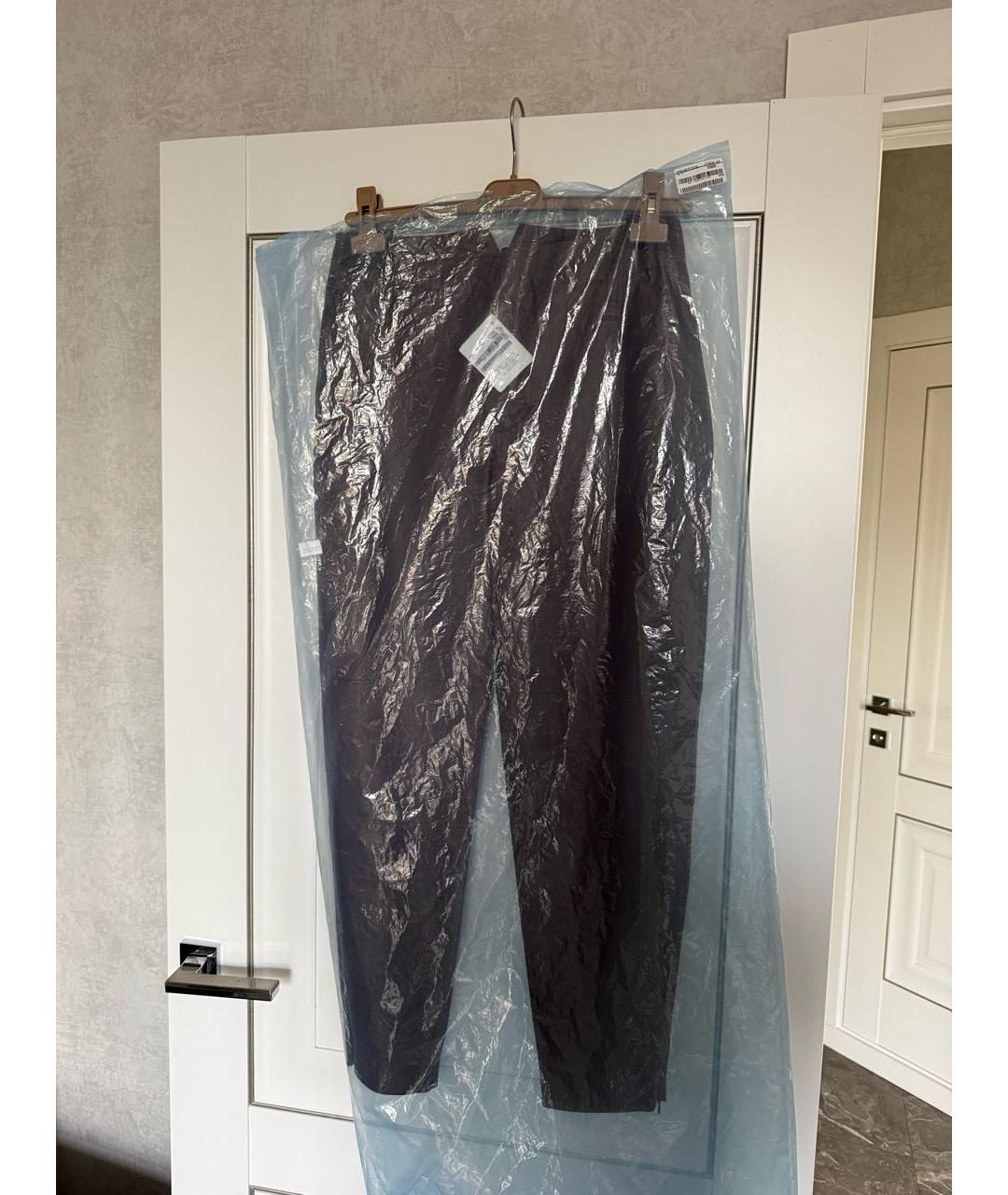 BRUNELLO CUCINELLI Коричневые кожаные прямые брюки, фото 5