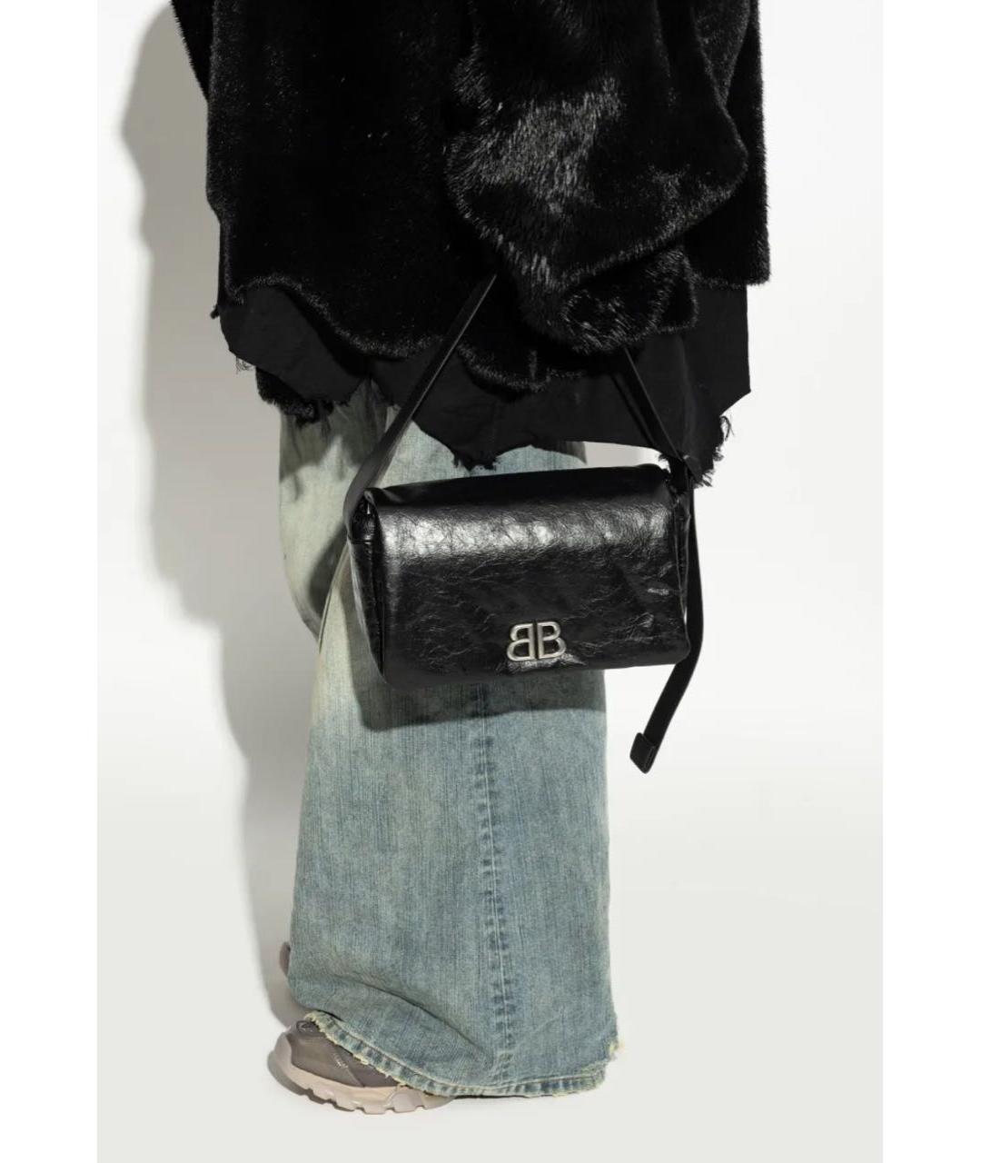 BALENCIAGA Черная кожаная сумка через плечо, фото 2