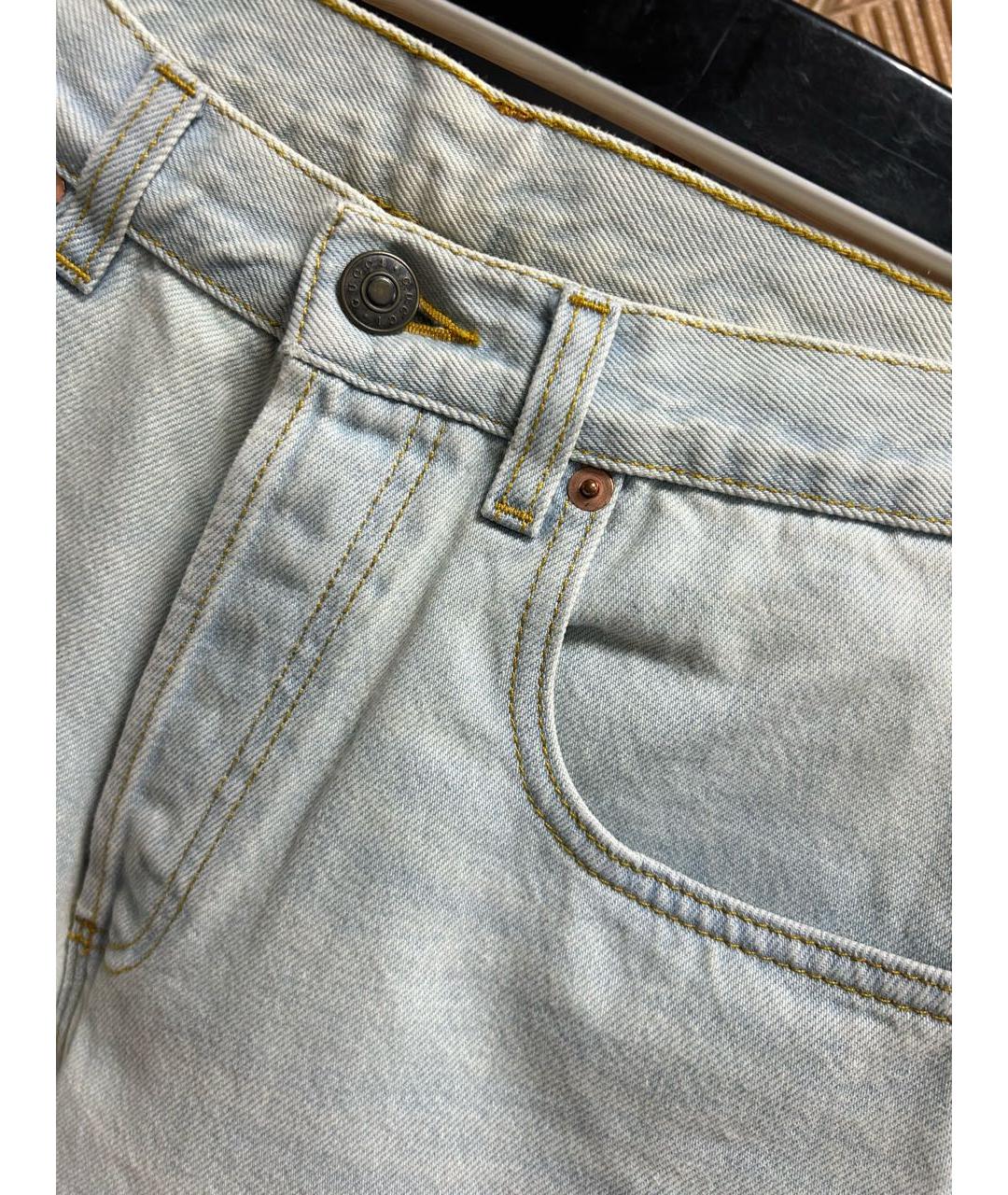 GUCCI Голубые хлопковые прямые джинсы, фото 3