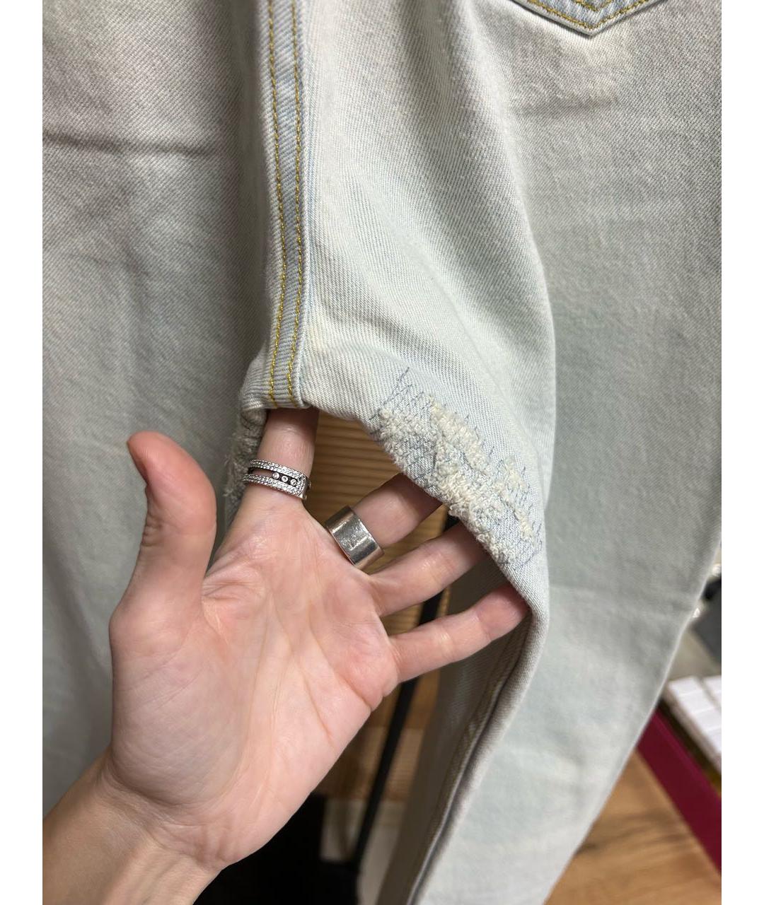 GUCCI Голубые хлопковые прямые джинсы, фото 5