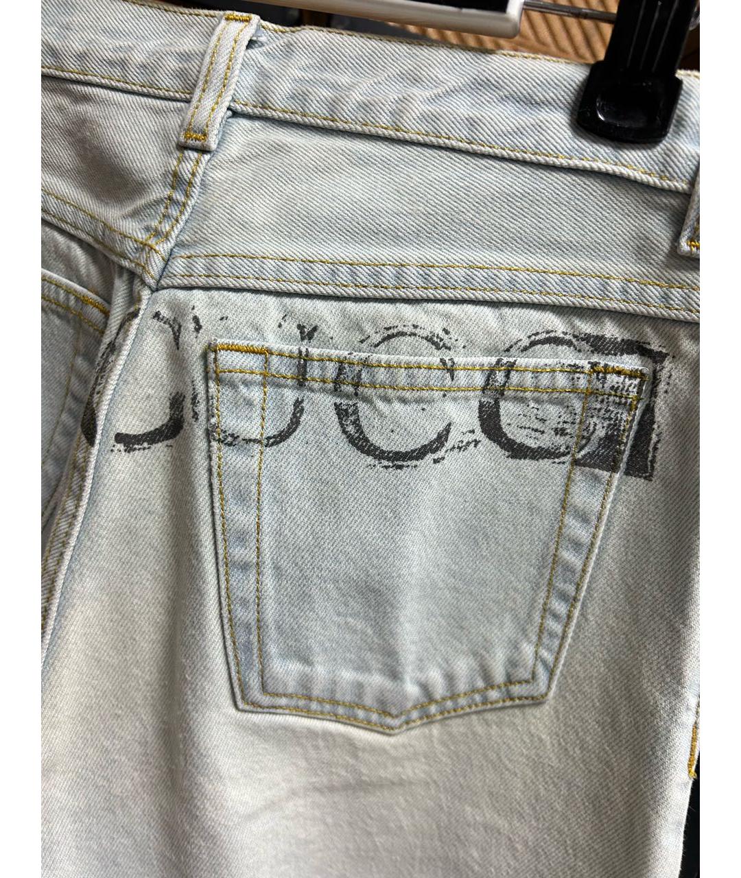 GUCCI Голубые хлопковые прямые джинсы, фото 4